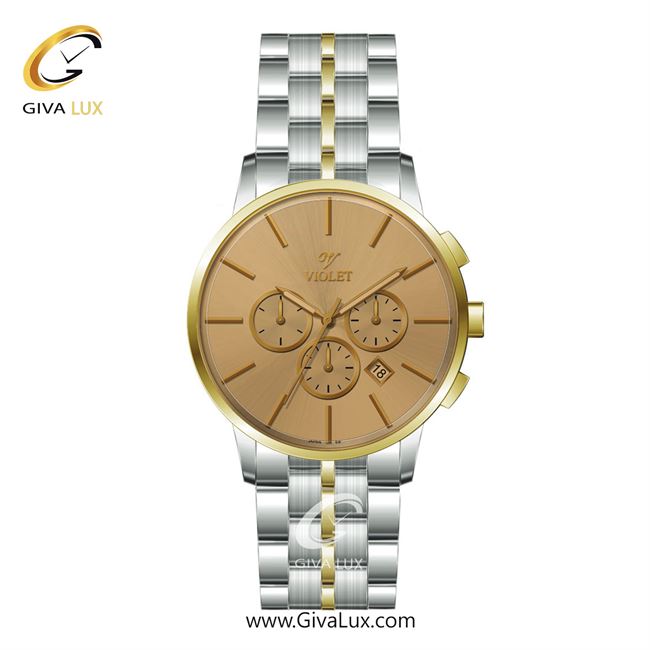 ساعت مچی اورجینال مردانه ویولت VIOLET سه موتوره کرنوگراف طلایی-نقره ای | نقره ای-طلایی| خاکی| کد رفرنس 0595/2